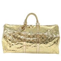 Louis Vuitton Keepall Bag Monogram Miroir Pvc Gold Patent_Leather Travel Bag Bag (Authentic Pre-Loved)