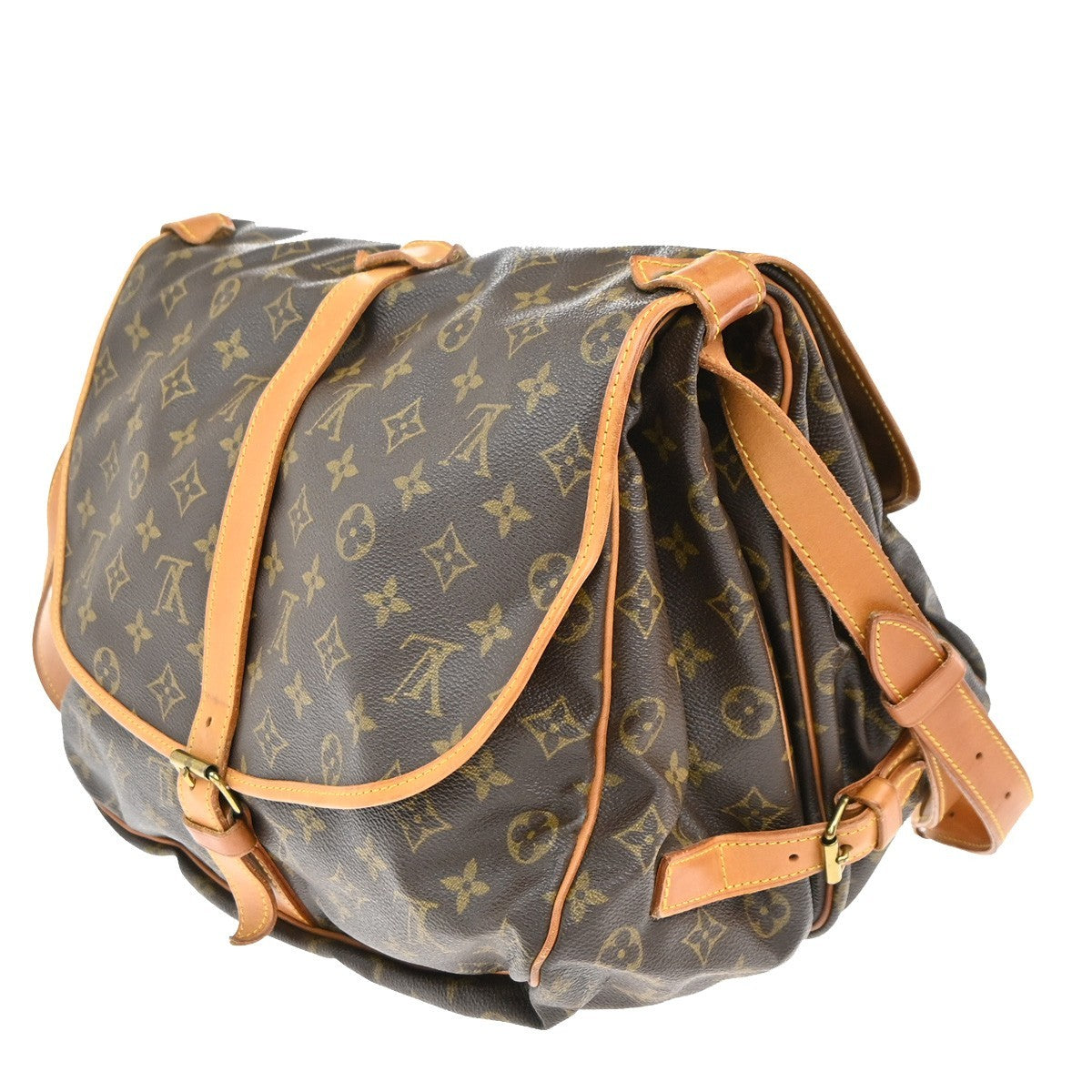 Louis Vuitton Saumur Handbag Monogram Canvas Brown Canvas Shoulder Bag Bag (Authentic Pre-Loved)