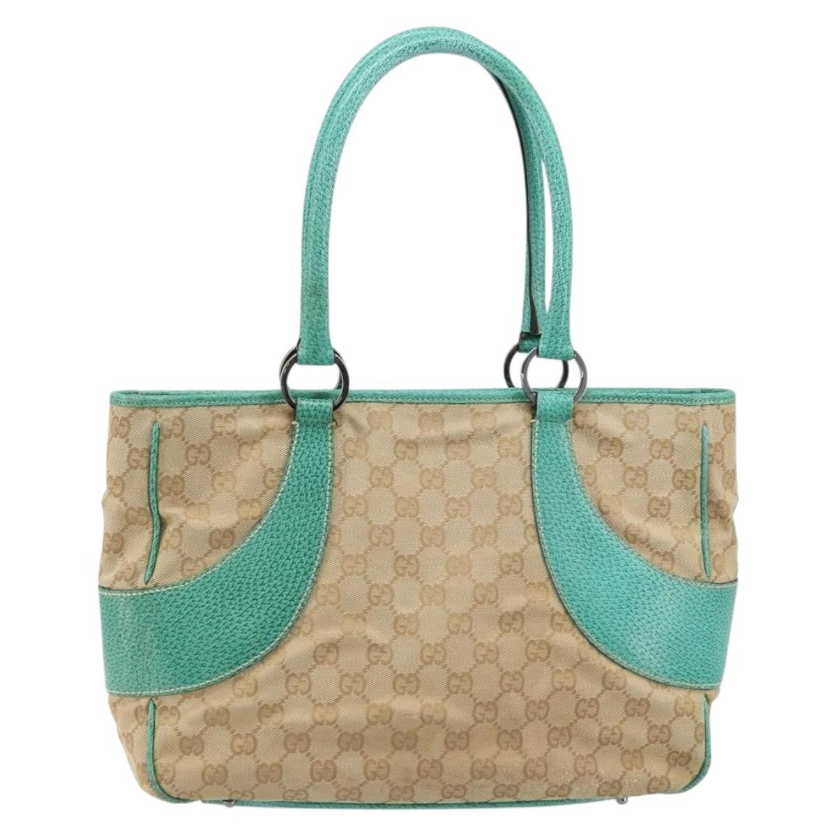 Gucci Vintage Ring Tote Gg Canvas With Leather Beige Canvas Tote Bag Bag (Pre-Loved)