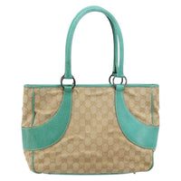 Gucci Vintage Ring Tote Gg Canvas With Leather Beige Canvas Tote Bag Bag (Pre-Loved)