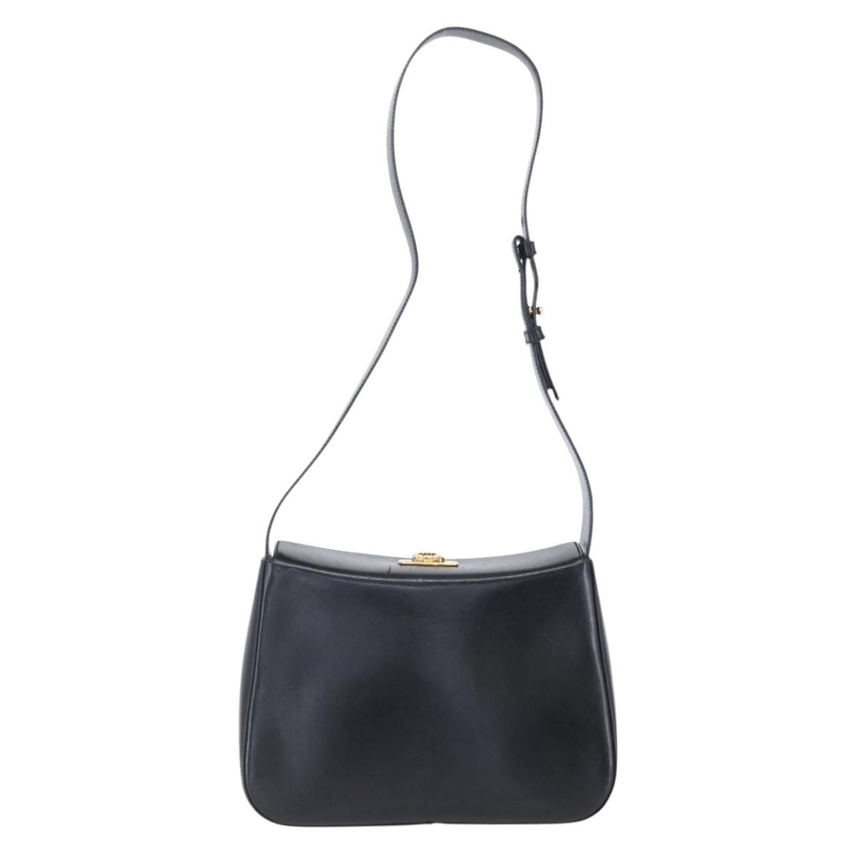 Salvatore Ferragamo Gancini Shoulder Bag Leather Black Leather Shoulder Bag Bag (Authentic Pre-Loved)