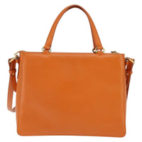 Salvatore Ferragamo Vala Tote Leather Orange Leather Tote Bag Bag (Authentic Pre-Loved)