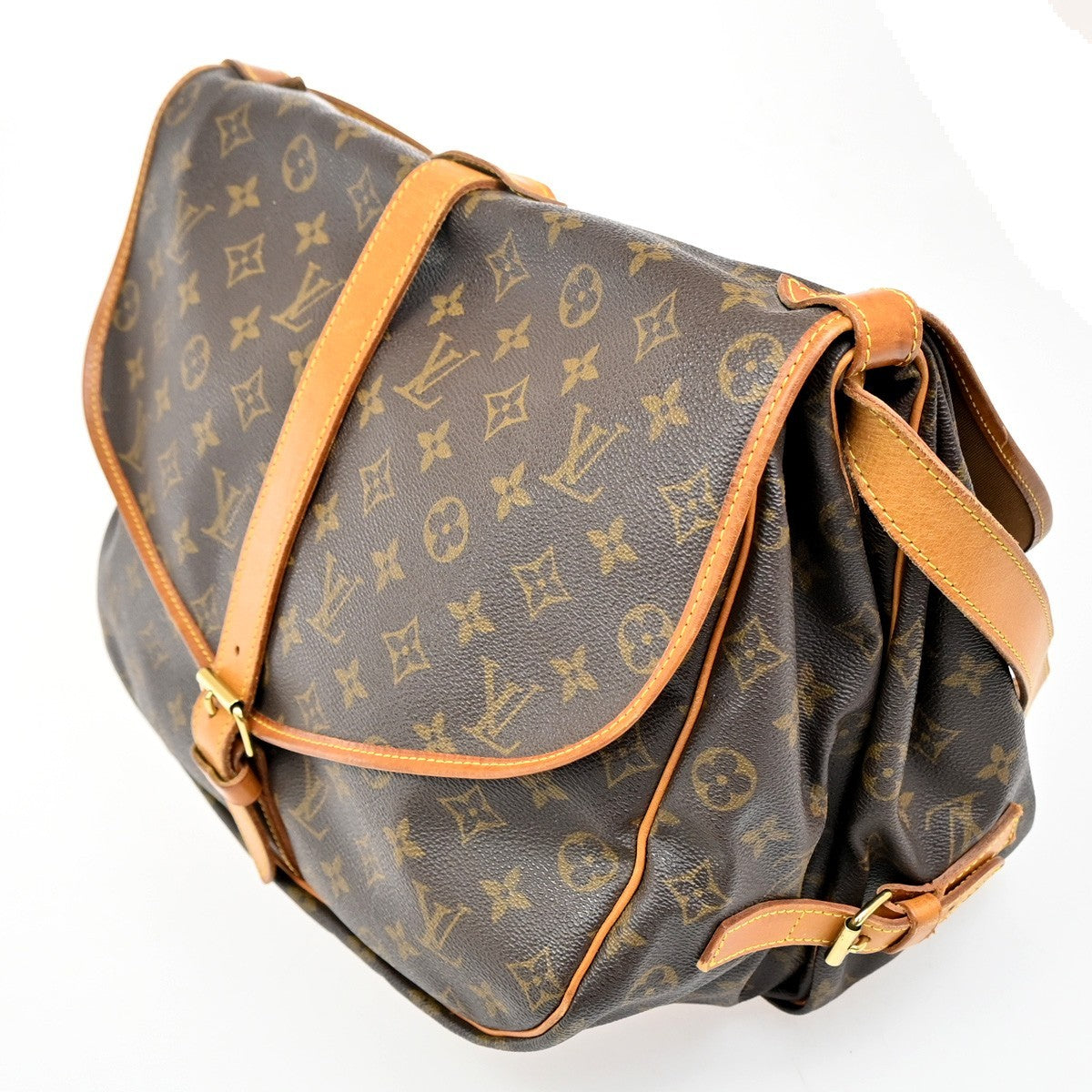 Louis Vuitton Saumur Handbag Monogram Canvas Brown Canvas Shoulder Bag Bag (Authentic Pre-Loved)