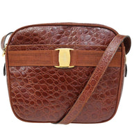 Salvatore Ferragamo Vala Shoulder Bag Leather Brown Leather Shoulder Bag Bag (Authentic Pre-Loved)