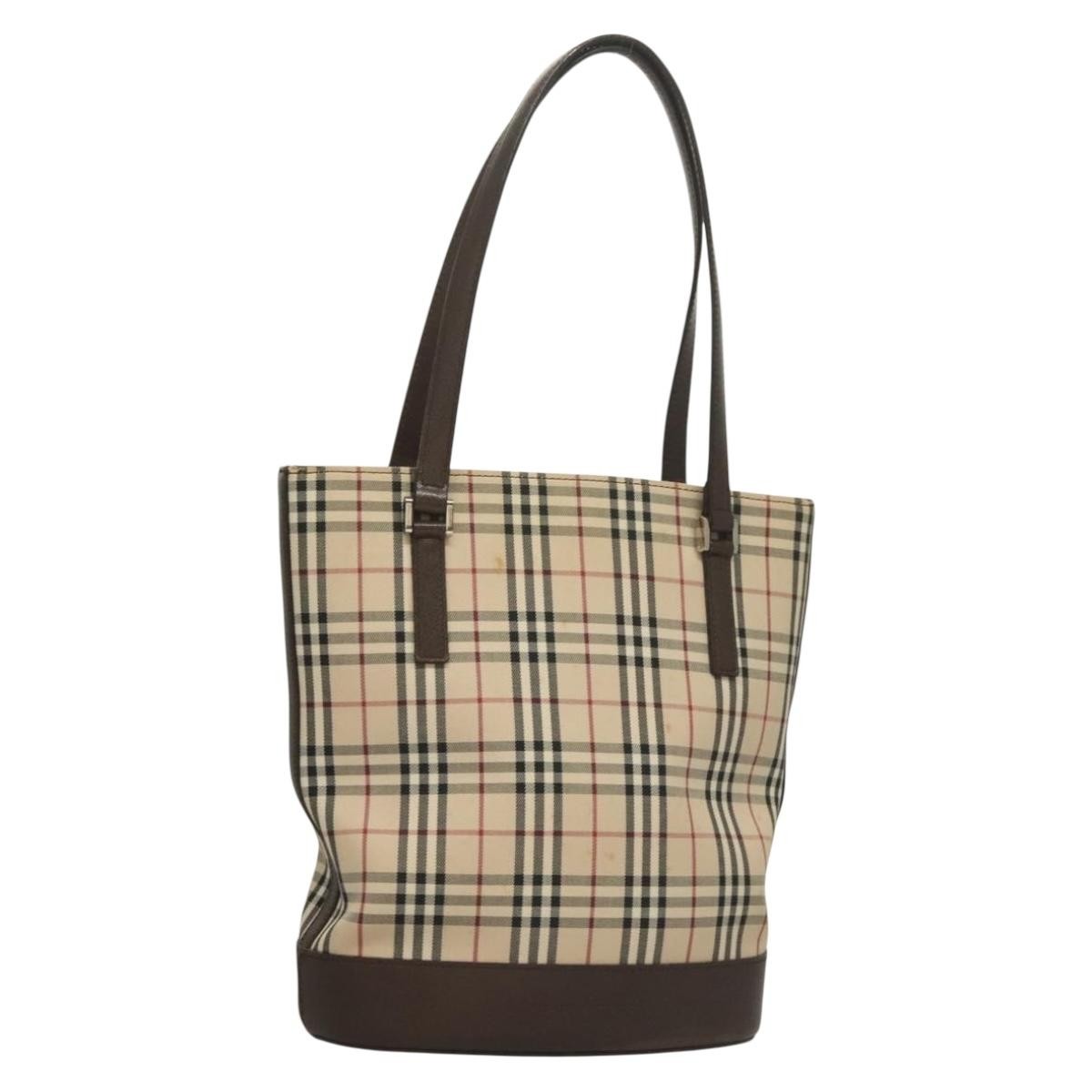 Burberry Nova Check Tote Canvas Check Pattern Beige Canvas Tote Bag Bag (Authentic Pre-Loved)
