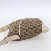 Gucci Zip Messenger Bag Gg Canvas With Perforated Leather Beige Canvas Shoulder Bag Bag (Authentic Pre-Loved)