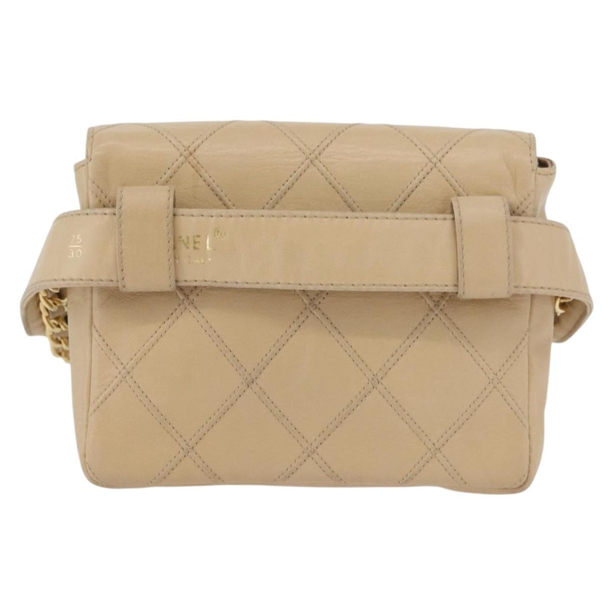 Chanel Cc Flap Belt Bag Quilted Lambskin Beige Leather Clutche & Pouche Bag (Authentic Pre-Loved)