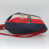 Gucci Logo Drawstring Backpack Striped Canvas Multicolour Canvas Backpack Bag (Authentic Pre-Loved)
