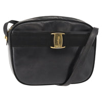Salvatore Ferragamo Vala Shoulder Bag Leather Black Leather Shoulder Bag Bag (Authentic Pre-Loved)