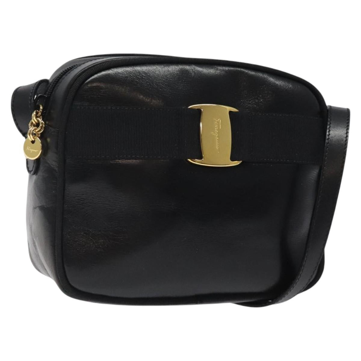 Salvatore Ferragamo Vara Bow Camera Shoulder Bag Leather Black Leather Shoulder Bag Bag (Authentic Pre-Loved)