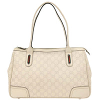 Gucci Princy Zip Tote Gg Canvas White Leather Tote Bag Bag (Pre-Loved)