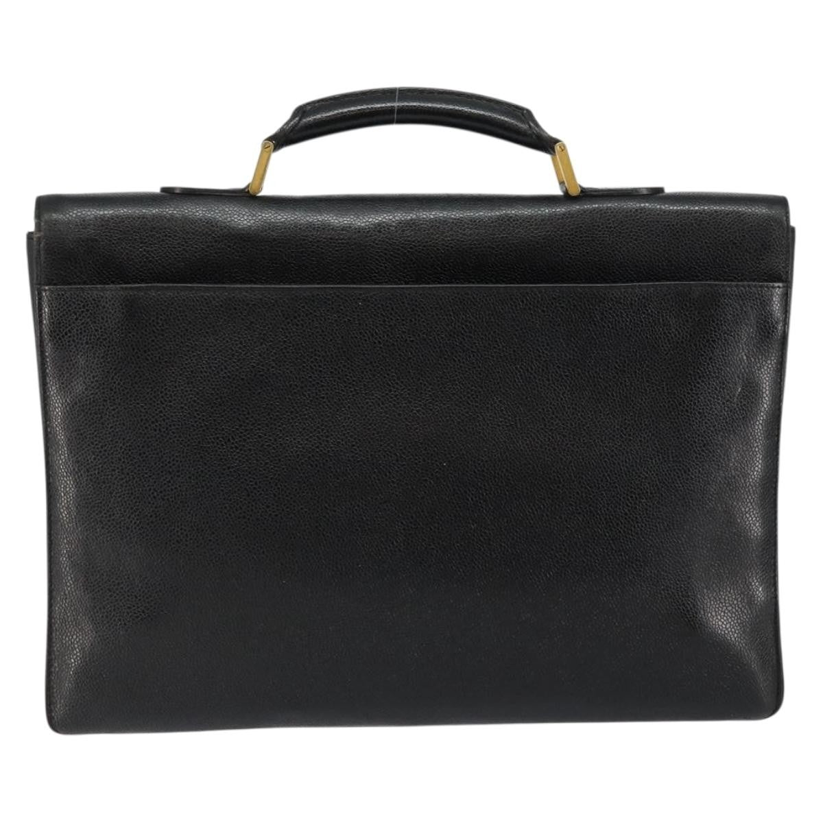 Chanel Chanel Vintage Lock Briefcase Caviar Black Leather Briefcase Bag (Authentic Pre-Loved)
