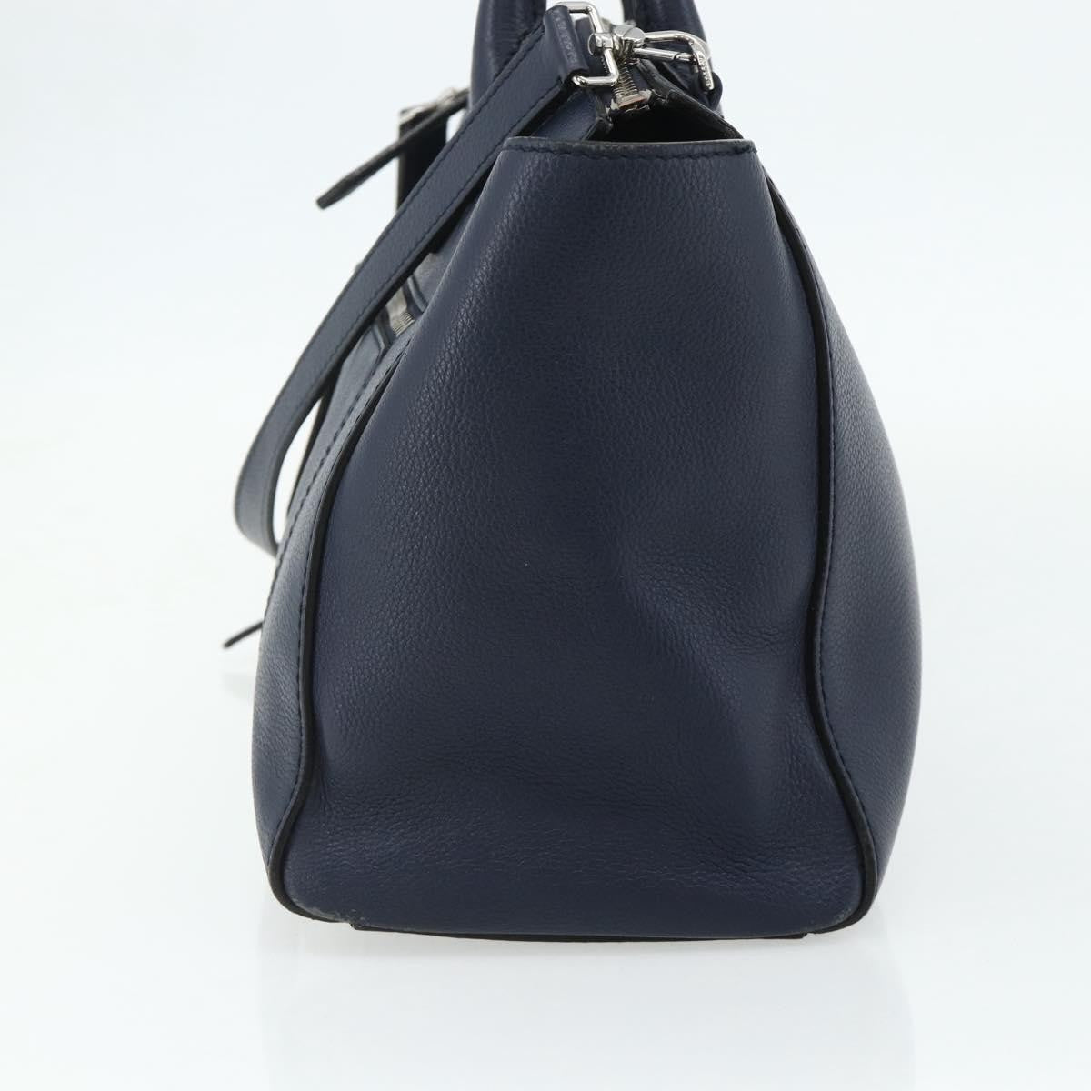 Bally Vintage Handbag Leather Navy Leather Handbag (Pre-Loved)