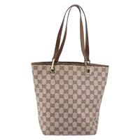 Gucci Vintage Bucket Shopping Tote Gg Canvas Brown Canvas Tote Bag Bag (Authentic Pre-Loved)