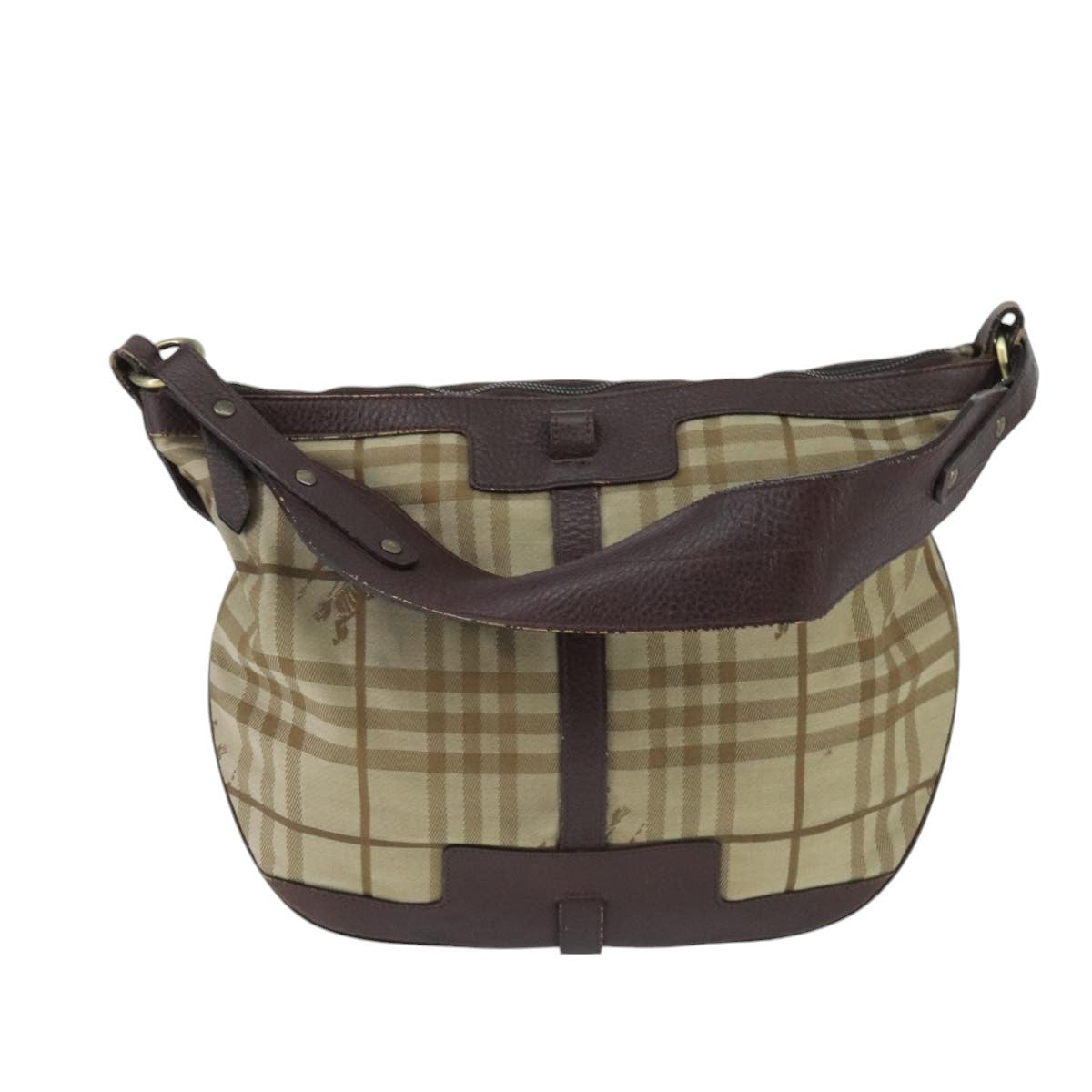 Burberry Nova Check Shoulder Bag Canvas And Leather Beige Canvas Shoulder Bag Bag (Authentic Pre-Loved)