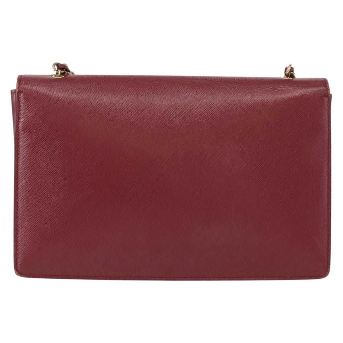 Salvatore Ferragamo Vala Chain Shoulder Bag Leather Burgundy Leather Shoulder Bag Bag (Authentic Pre-Loved)