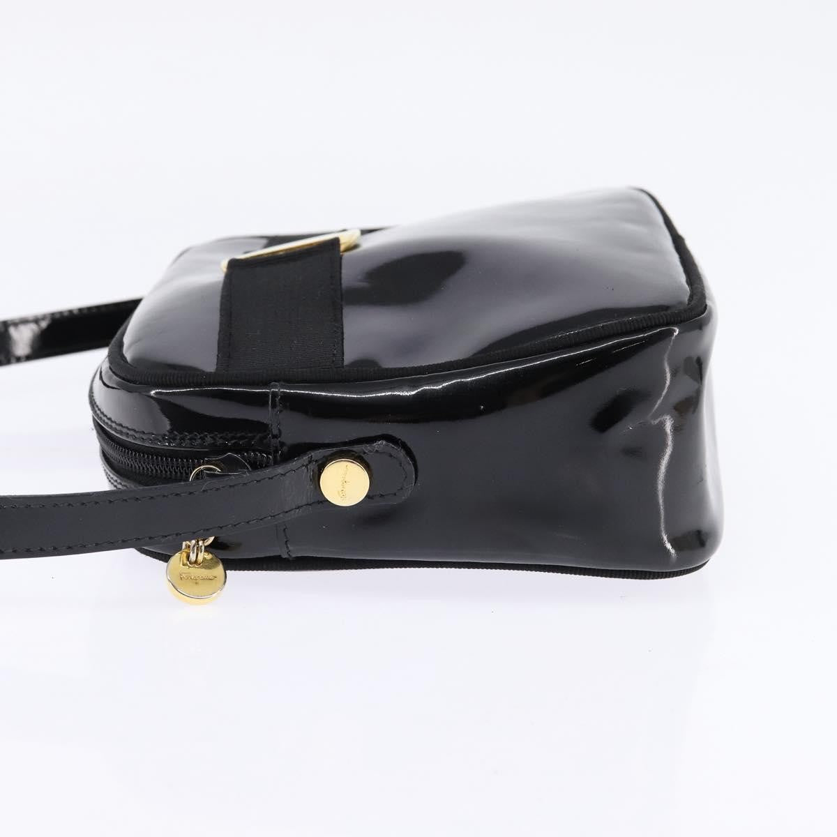 Salvatore Ferragamo Vara Bow Camera Shoulder Bag Patent Leather Black Patent_Leather Shoulder Bag Bag (Authentic Pre-Loved)