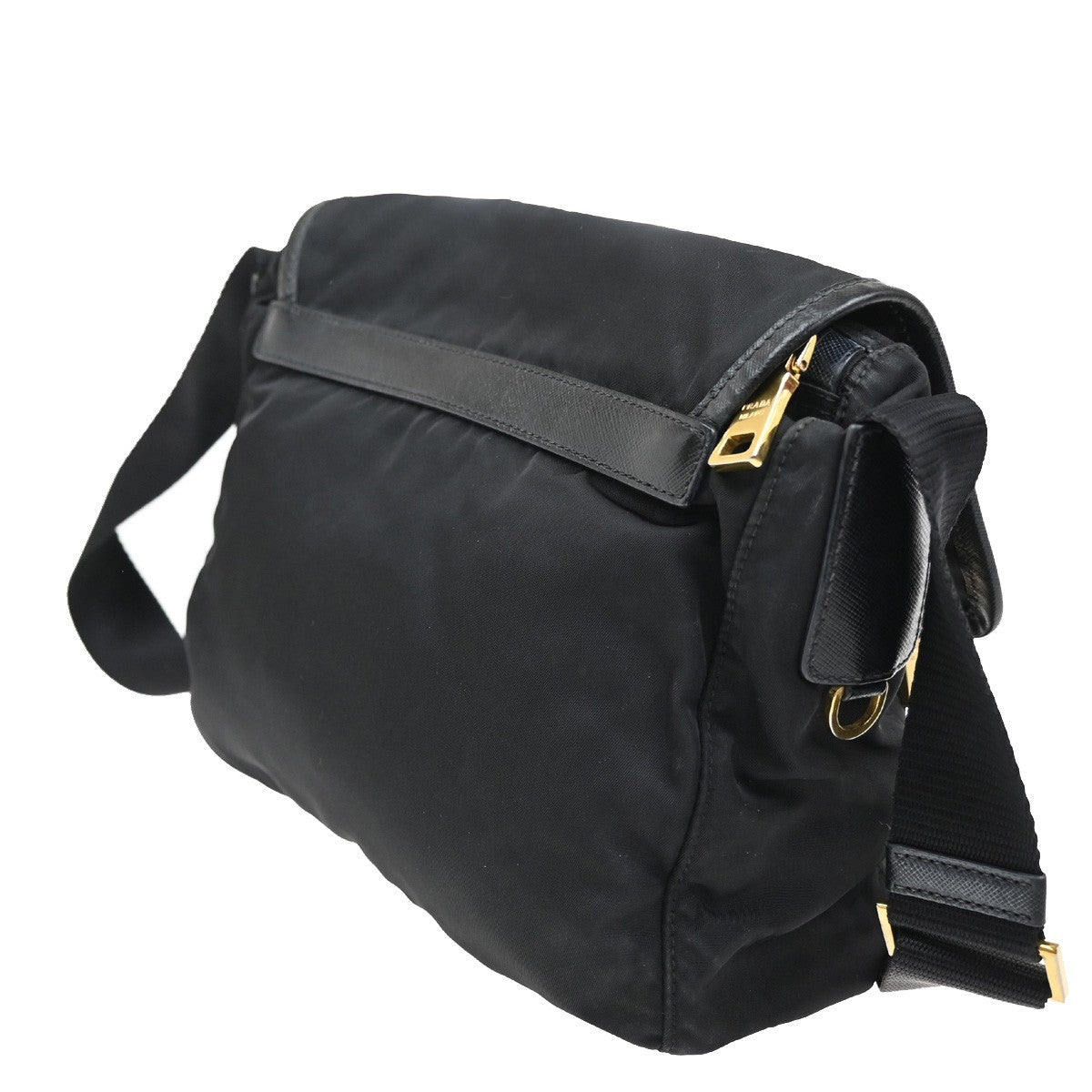 Prada Buckle Messenger Bag Tessuto Black Nylon Shoulder Bag Bag (Pre-Loved)