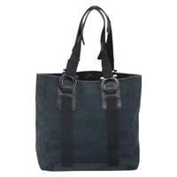 Salvatore Ferragamo Gancini Tote Canvas Navy Canvas Tote Bag Bag (Pre-Loved)