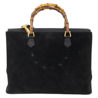 Gucci Bamboo Tote Bag Suede Black Suede Tote Bag Bag (Pre-Loved)