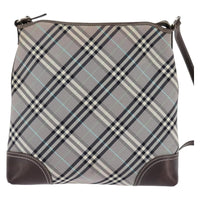 Burberry Nova Check Blue Label Canvas Gray Nylon Shoulder Bag Bag (Pre-Loved)