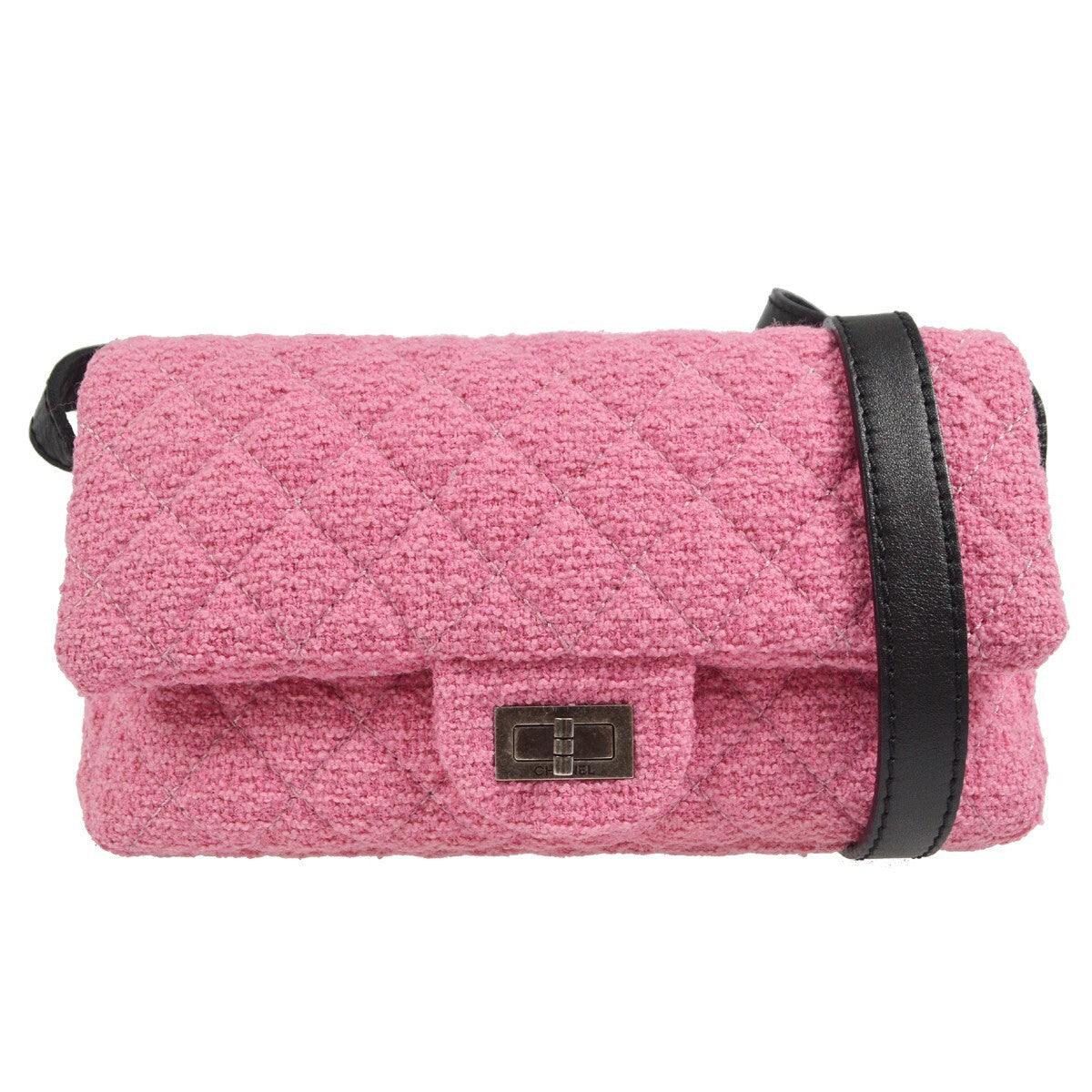 Chanel Chanel Easy Reissue Messenger Flap Bag Quilted Tweed Pink Tweed Shoulder Bag Bag (Pre-Loved)