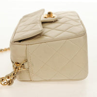 Chanel Chain Flap Shoulder Bag Quilted Lambskin Beige Leather Shoulder Bag Bag (Authentic Pre-Loved)