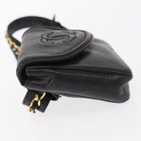 Chanel Chain Envelope Belt Bag Quilted Calfskin Black Leather Clutche & Pouche Bag (Authentic Pre-Loved)