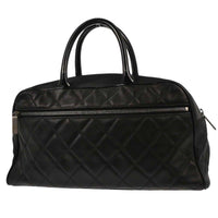 Chanel Embossed Logo Bowler Bag Quilted Caviar Black Leather Travel Bag Bag (Authentic Pre-Loved)