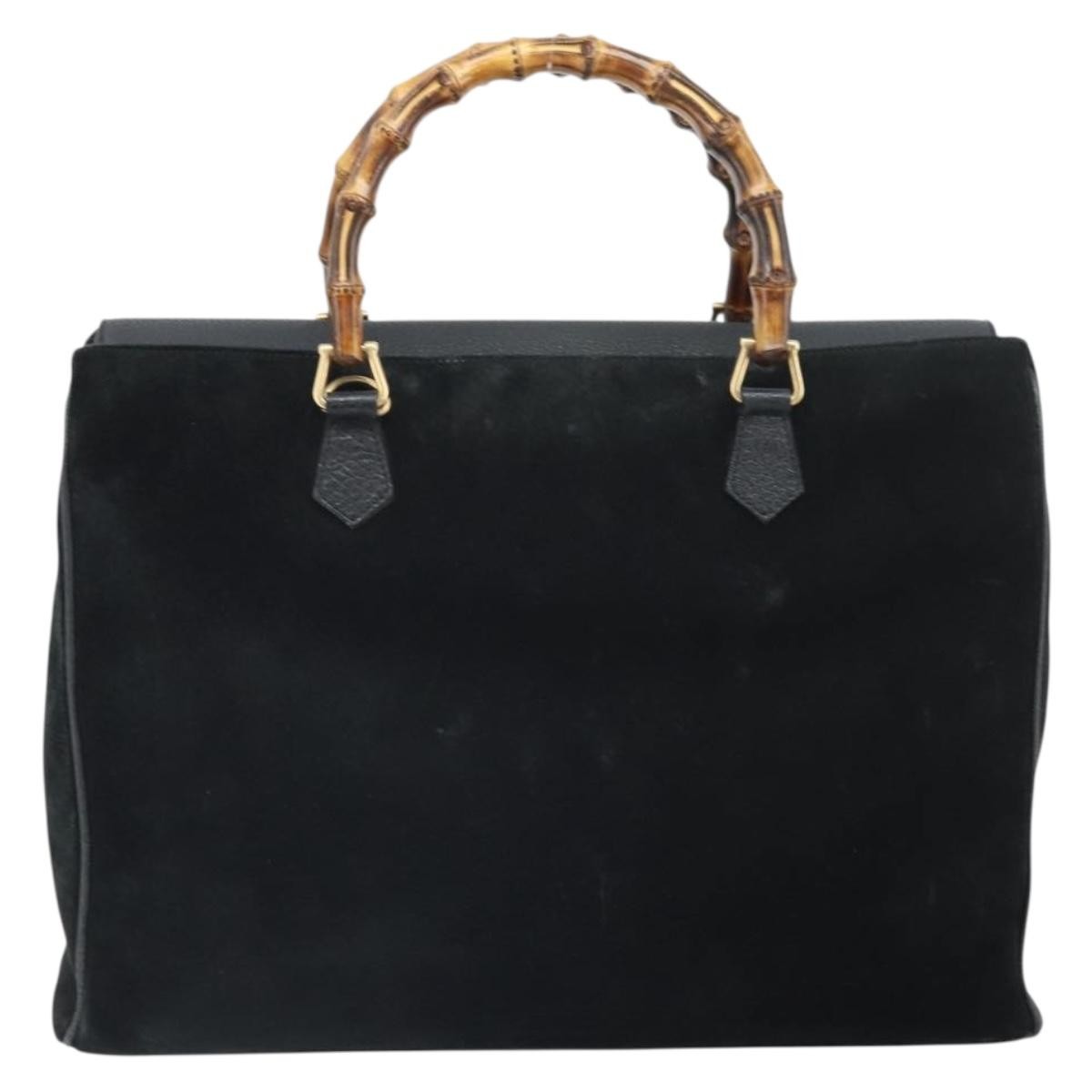 Gucci Bamboo Tote Bag Suede Black Suede Tote Bag Bag (Pre-Loved)