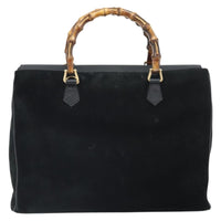 Gucci Bamboo Tote Bag Suede Black Suede Tote Bag Bag (Pre-Loved)
