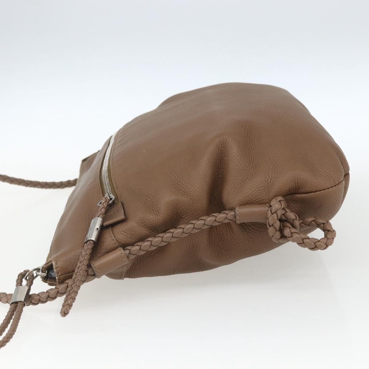 Gucci Braided Strap Zip Messenger Leather Brown Leather Shoulder Bag Bag (Pre-Loved)