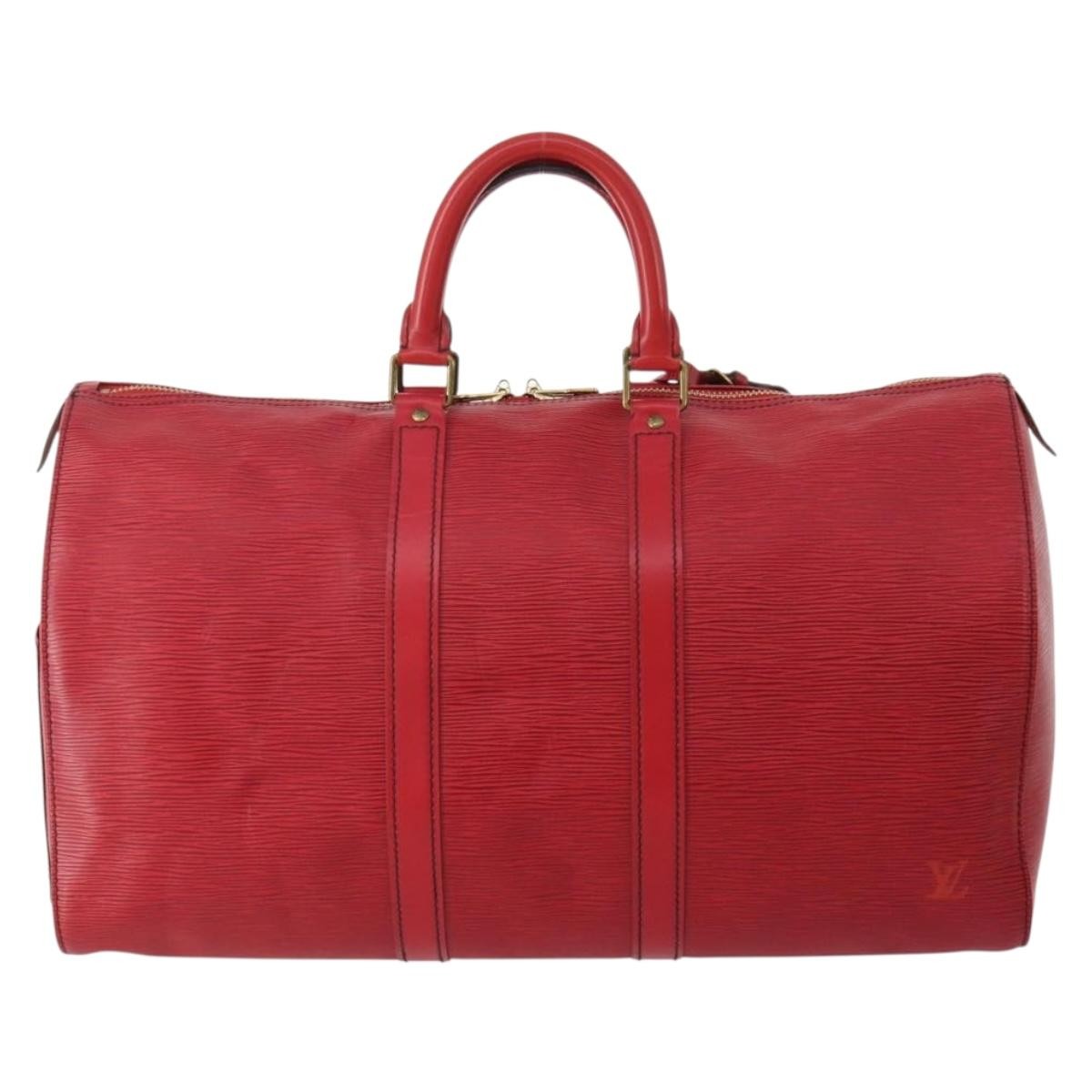 Louis Vuitton Keepall Bag Epi Leather Red Leather Travel Bag Bag (Authentic Pre-Loved)