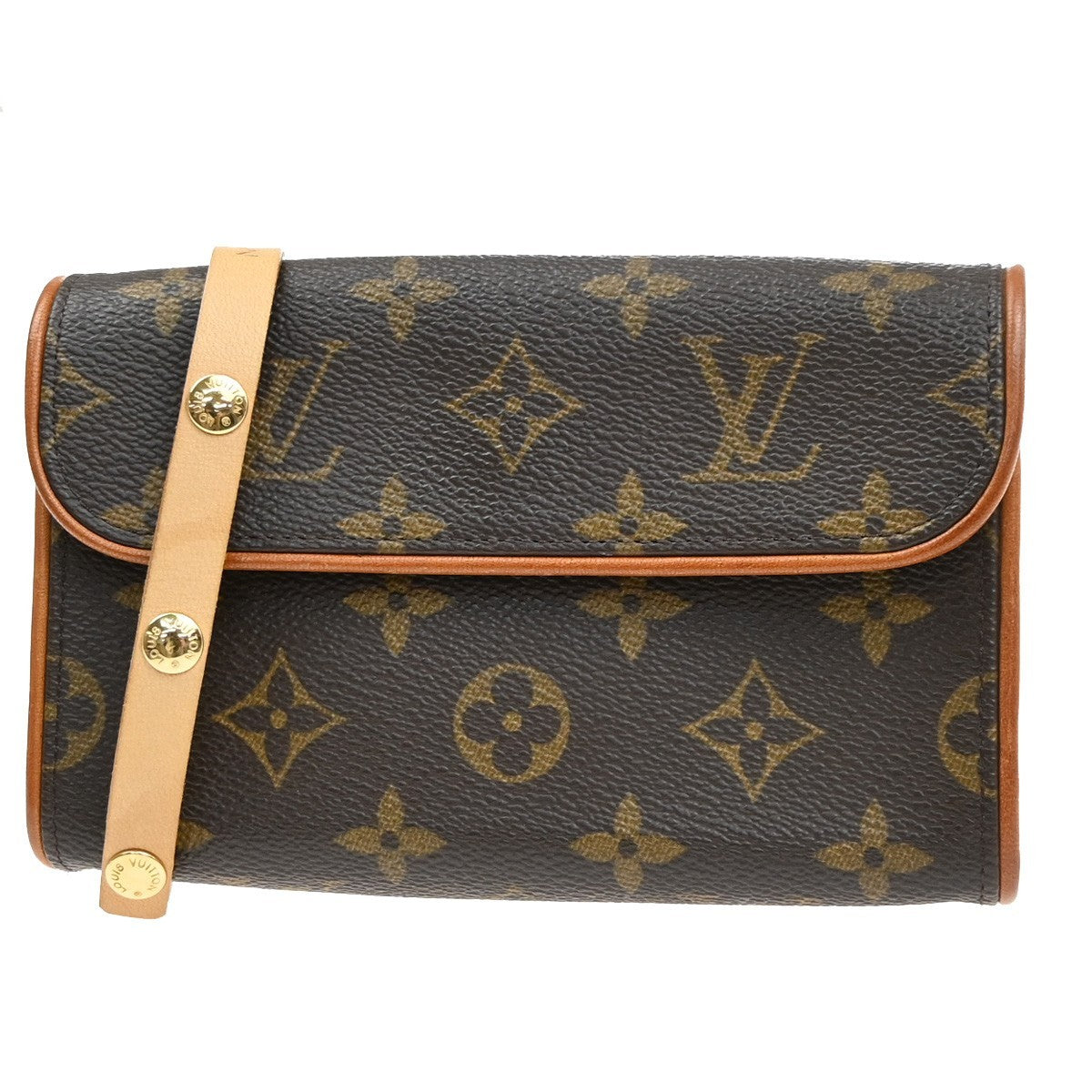 Louis Vuitton Florentine Waist Bag Monogram Canvas Brown Leather Clutche & Pouche Bag (Authentic Pre-Loved)