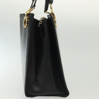 Salvatore Ferragamo Gancini Shoulder Bag Leather Black Leather Shoulder Bag Bag (Pre-Loved)