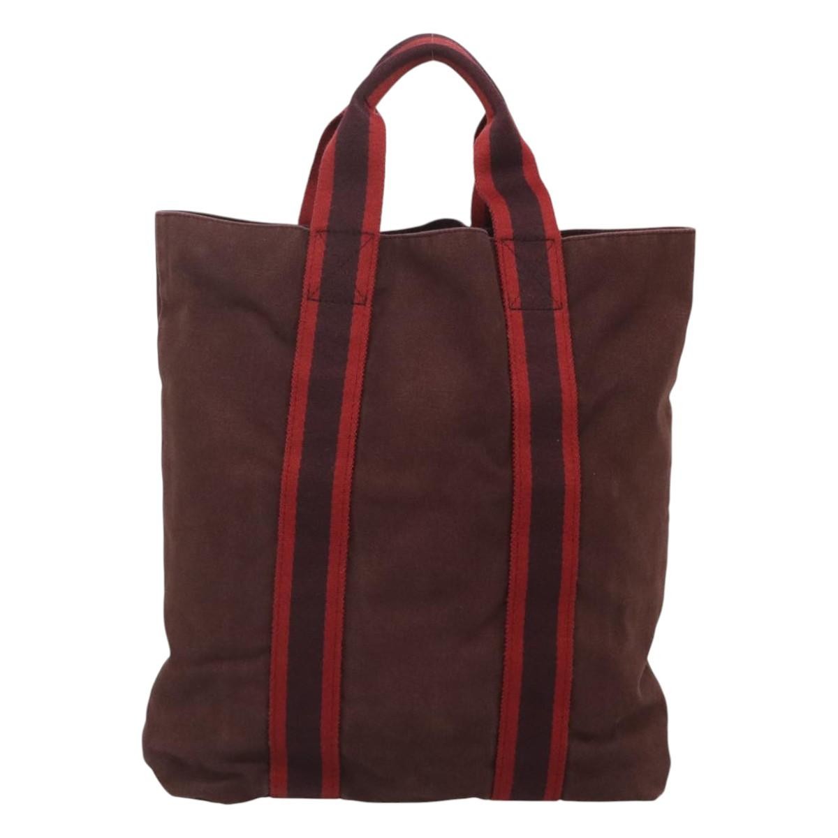 Hermes Fourre-Tout Herline Canvas Burgundy Canvas Tote Bag Bag (Pre-Loved)