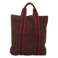 Hermes Fourre-Tout Herline Canvas Burgundy Canvas Tote Bag Bag (Pre-Loved)