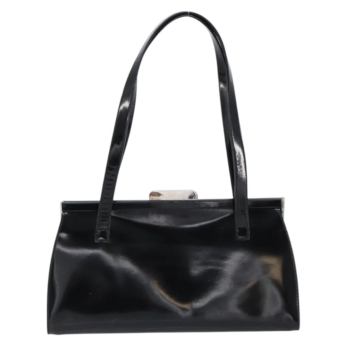 Salvatore Ferragamo Vintage Tote Bag Patent Leather Black Patent_Leather Tote Bag Bag (Pre-Loved)
