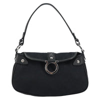 Salvatore Ferragamo Gancini Shoulder Bag Canvas Black Canvas Shoulder Bag Bag (Authentic Pre-Loved)