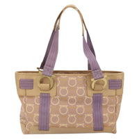Salvatore Ferragamo Gancini Tote Canvas Purple Canvas Tote Bag Bag (Authentic Pre-Loved)