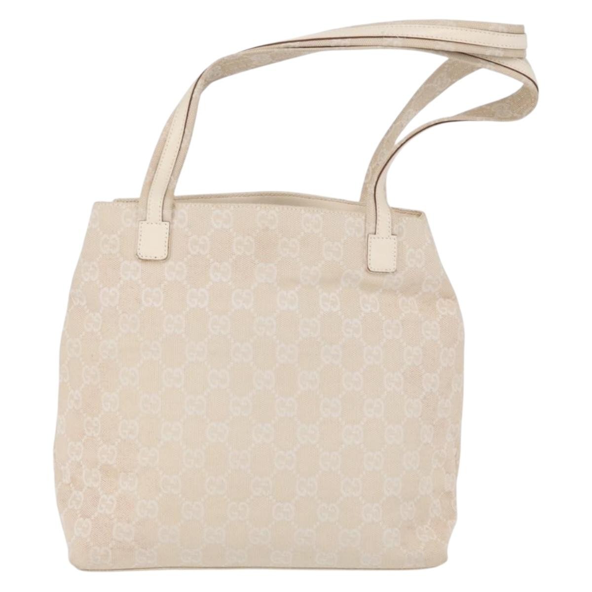 Gucci Double Pocket Tote Gg Canvas Ecru Canvas Handbag (Authentic Pre-Loved)