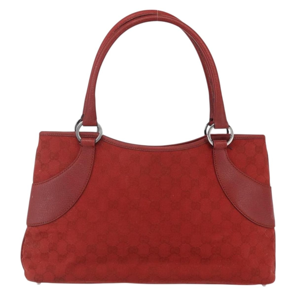 Gucci Vintage Ring Tote Gg Canvas With Leather Red Canvas Handbag (Authentic Pre-Loved)