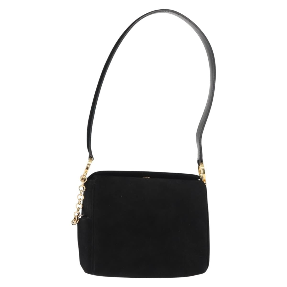 Salvatore Ferragamo Gancini Shoulder Bag Suede Black Suede Shoulder Bag Bag (Authentic Pre-Loved)