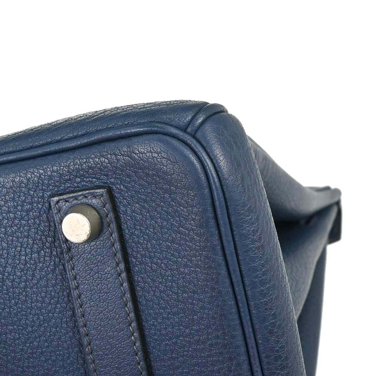 Hermes Birkin Handbag Blue Togo With Palladium Hardware Blue Leather Handbag (Authentic Pre-Loved)