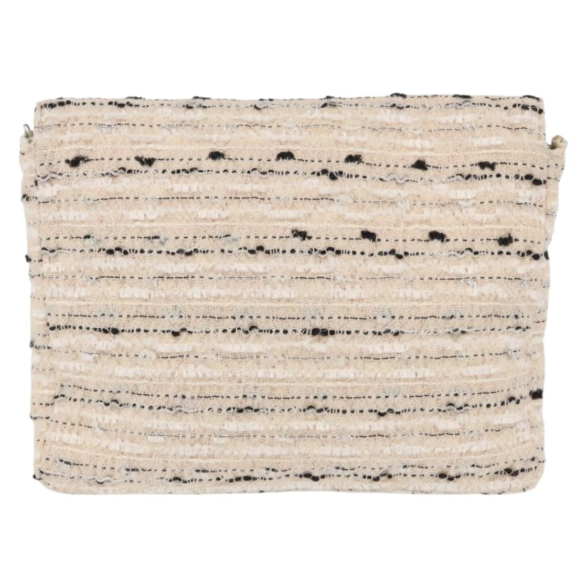 Chanel Vintage Envelope Chain Clutch Tweed White Tweed Clutche & Pouche Bag (Authentic Pre-Loved)