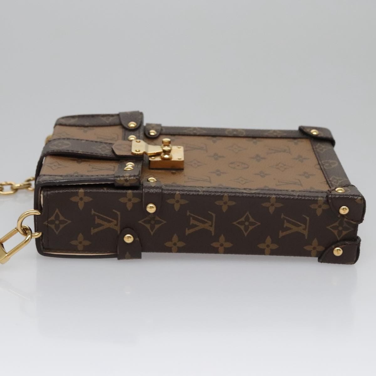 Louis Vuitton Vertical Trunk Pochette Reverse Monogram Canvas Brown Canvas Clutche & Pouche Bag (Authentic Pre-Loved)