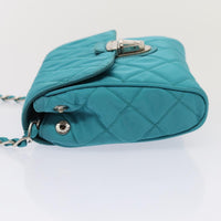 Prada Pushlock Chain Flap Bag Quilted Tessuto Turquoise Nylon Shoulder Bag Bag (Pre-Loved)