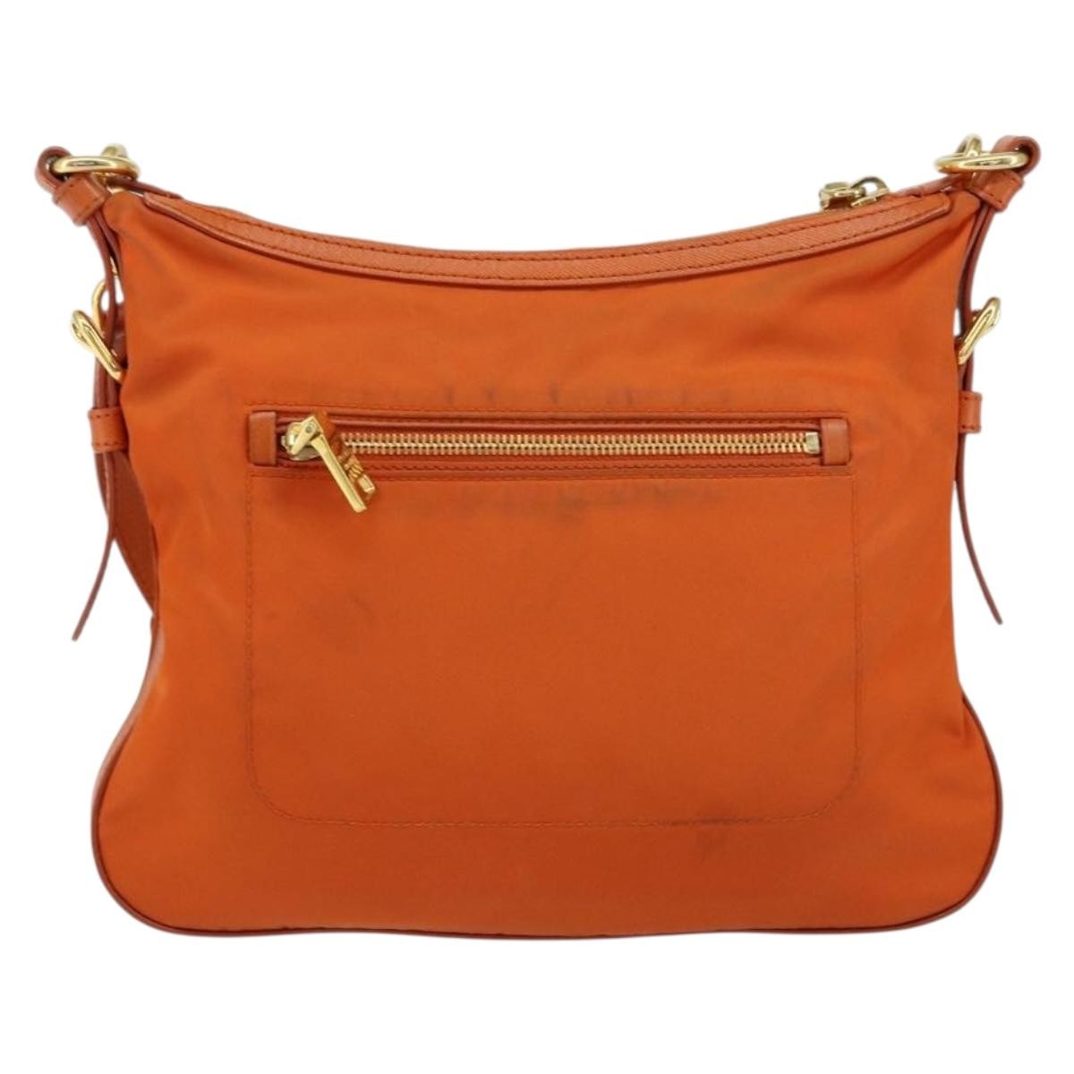 Prada Flat Messenger Tessuto With Leather Orange Nylon Shoulder Bag Bag (Authentic Pre-Loved)