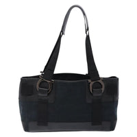 Salvatore Ferragamo Gancini Tote Canvas Black Canvas Tote Bag Bag (Authentic Pre-Loved)