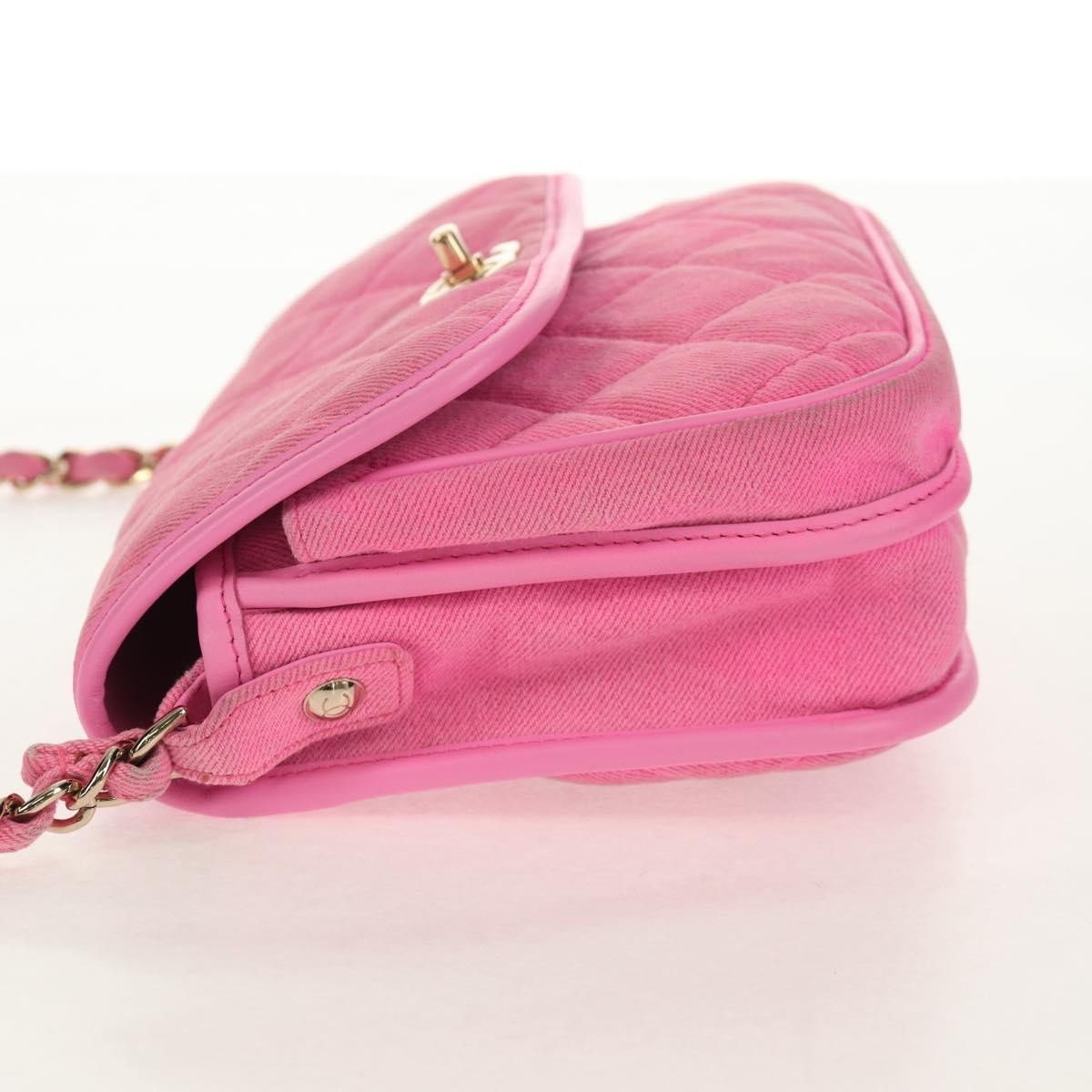 Chanel Flap Messenger Bag Quilted Denim Pink Canvas Shoulder Bag Bag (Authentic Pre-Loved)